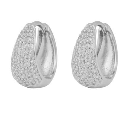 Ørering "sølv" Essential Honey 15/11ø chunky glatt bredere nede m/blanke zirconer