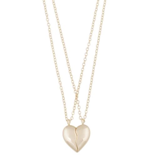 Collier "gull" Lovely dele-hjerte m/magnet i hver halvdel, inkl. 2 kjeder 43+3cm