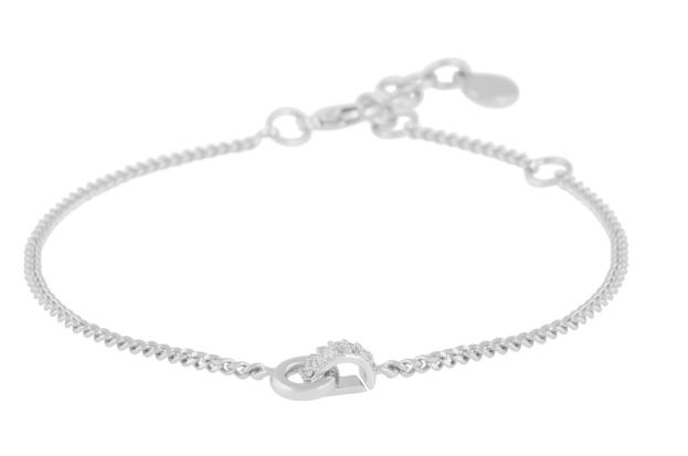 Armlenke "sølv" Liz glatt sirkel + stendekt hempe på pz-kjede 16+2+2cm