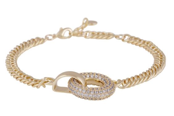 Armlenke "gull" Liz kraftig, stendekt 20mm åpen ring med kraftig hempe på pz-kjede 17+2+2cm