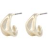 Ørering "gull" Wave 12x8mm organisk formet, chunky halvcreol