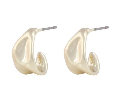 Ørering "gull" Wave 12x8mm organisk formet, chunky halvcreol