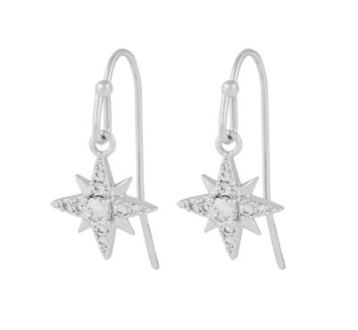 Øreheng "sølv" Stellaris 10mm stjerne m/blanke c.zirconer på krok