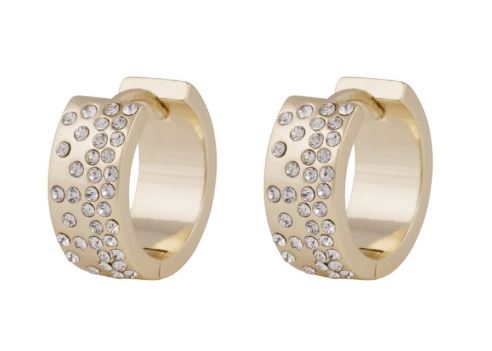 Ørering "gull" Sprinkles 15ø bred ørering m/ blanke c.zirconer strødd foran