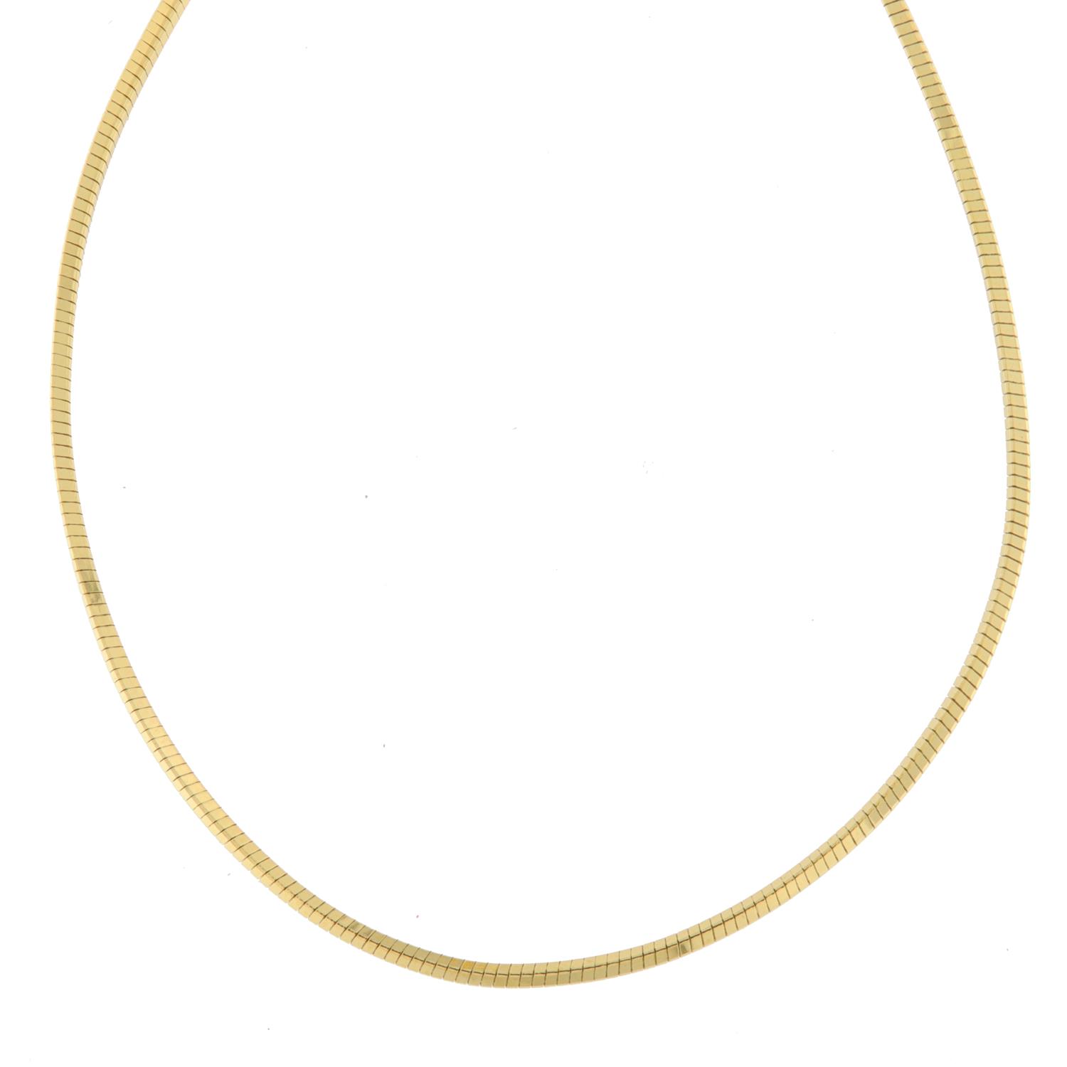 Collier fg.sølv firkantet slangekjede 40+5cm