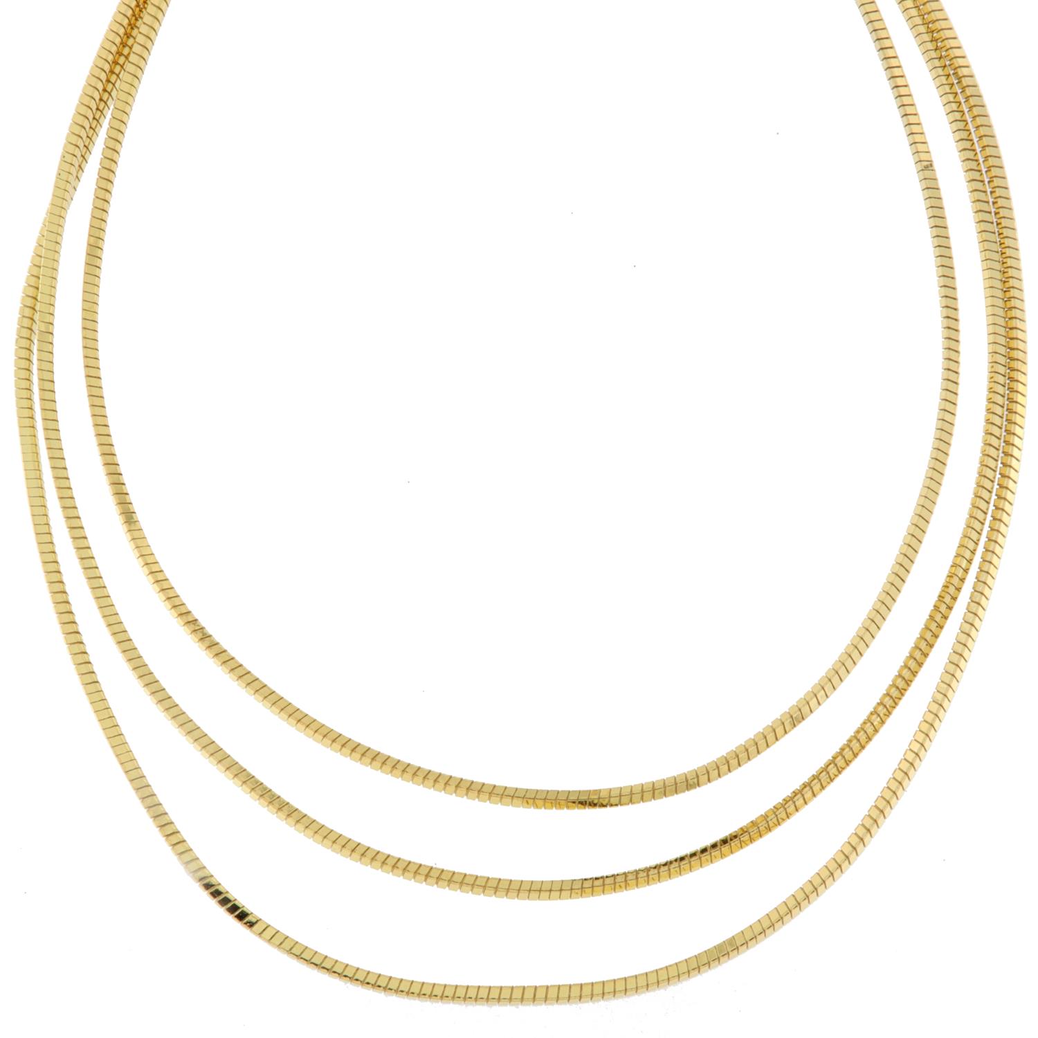 Collier fg.sølv 3r firkantet slangekjede, stivet 40+5cm