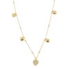 Collier fg.sølv tynt kjede m/glatte hjerter + zircondekt hjerte 45+5cm