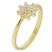 Ring fg.sølv smal m/blank rosett, regulerbar