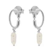 Øreheng rh.sølv 12x7mm åpen, oval topp m/barokk ferskvannsperle i heng