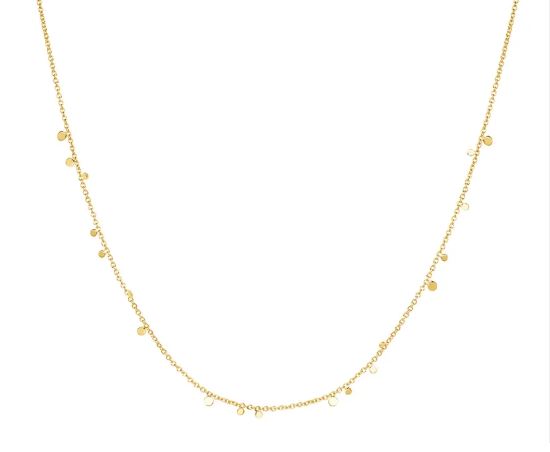 Collier fg.sølv Mini Disc små plater spredt på kjede 40+3+2cm