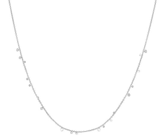 Collier rh.sølv Mini Disc små plater spredt på kjede 40+3+2cm
