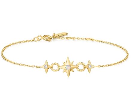 Armlenke fg.sølv Chill Voyager 3 stjerner m/zirconer og "opal" 16+2cm