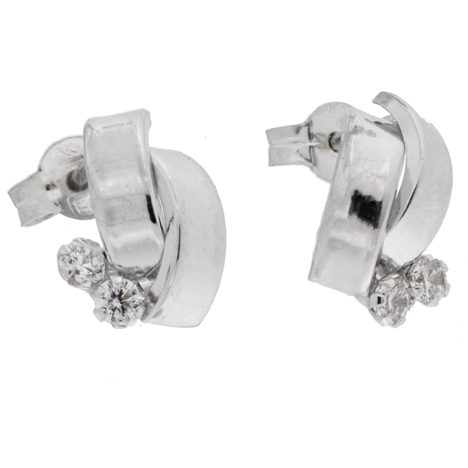 Ørepynt hv.gull 2r 10x6mm m/2 zirconer i bunnen