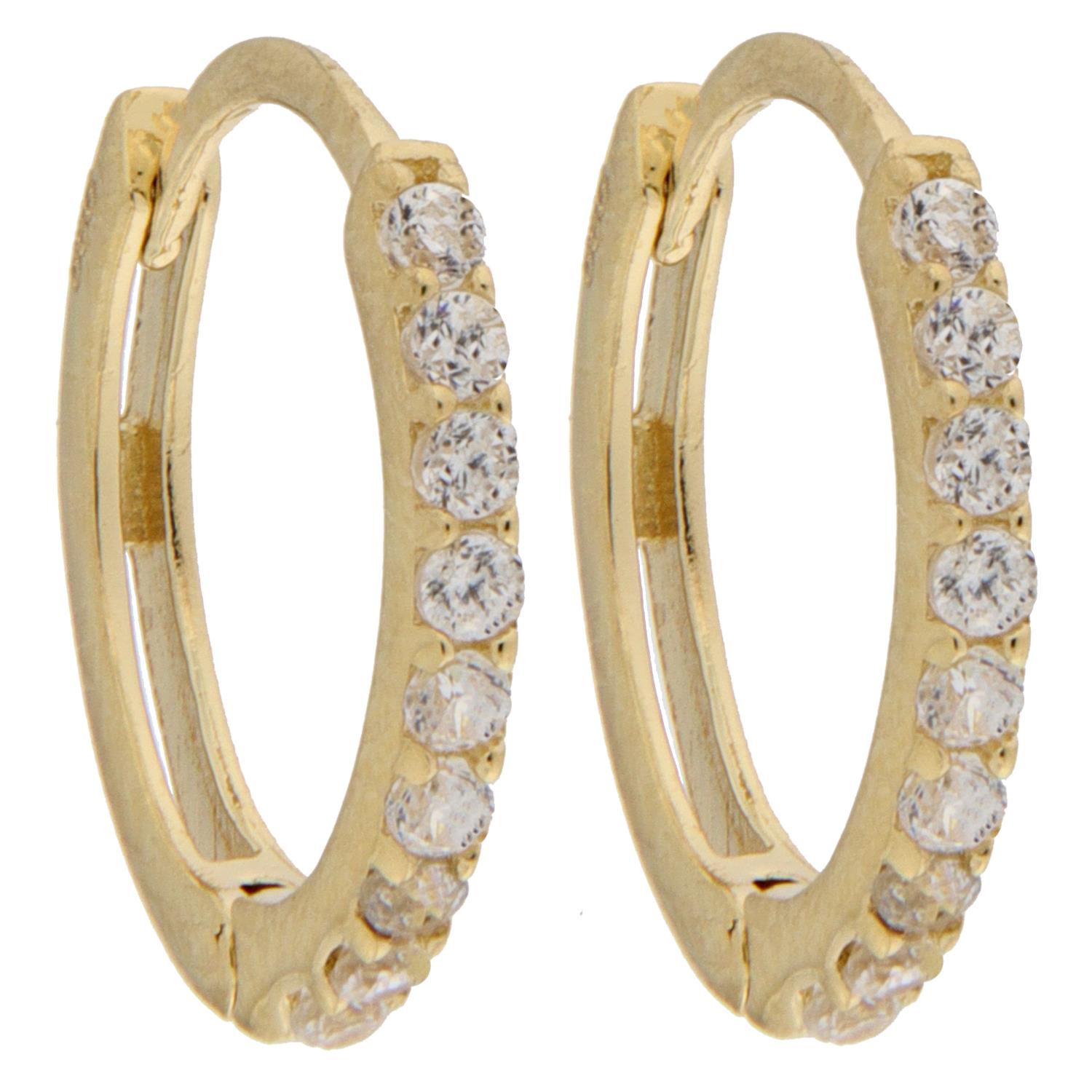 Ørepynt gull 12ø m/zirconer, hengslet lås