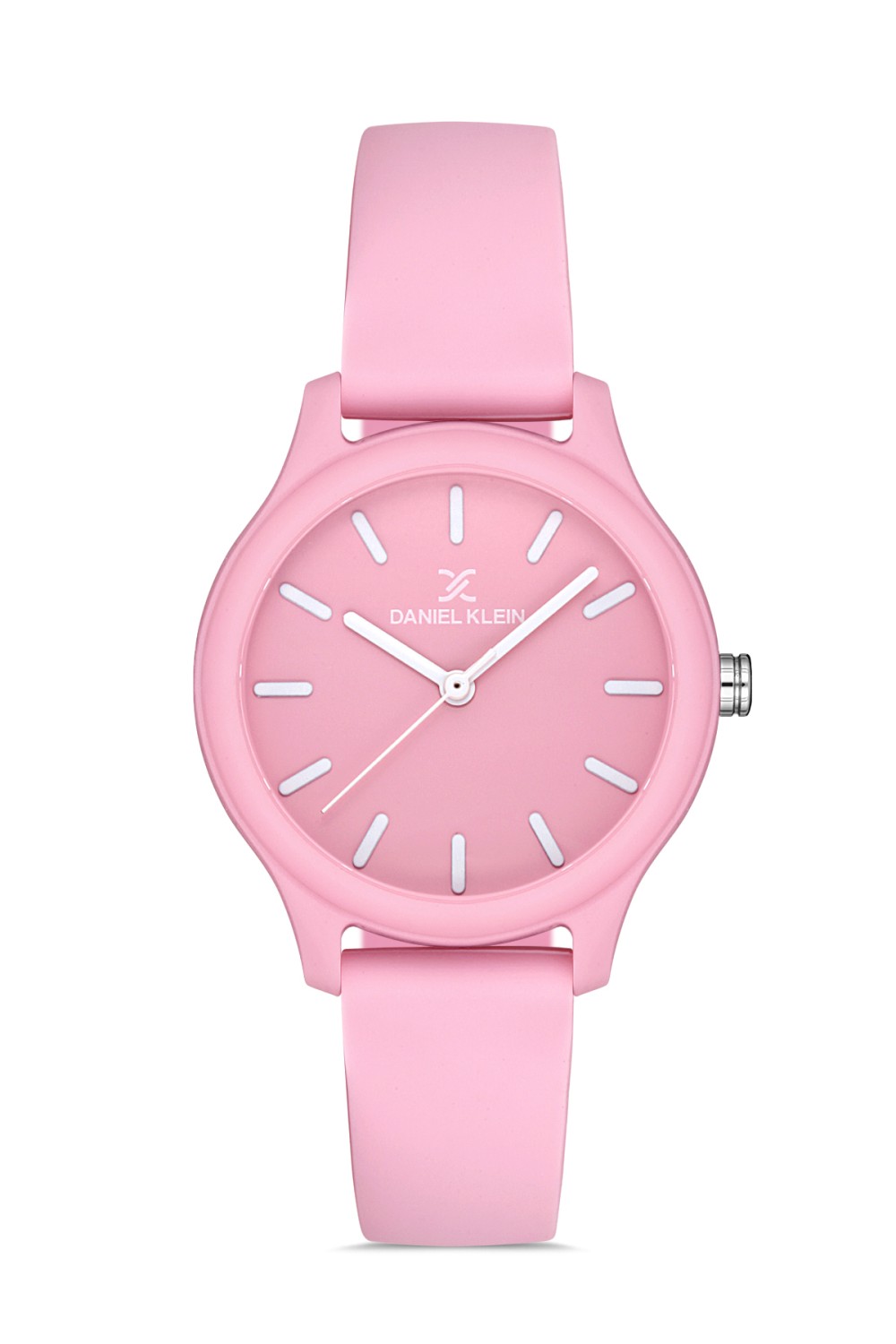 DANIEL KLEIN KLOKKE LYS ROSA SILIKON M/HVITE VISERE