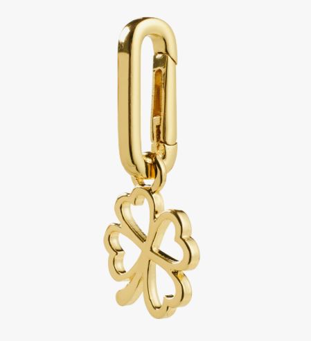 Charms "gull" 14mm firkløver, kraftig lås