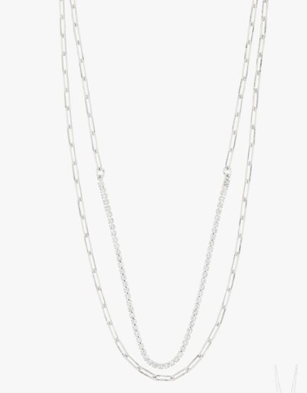 Collier "sølv" Rowan 2r: paperclip chain 3mm / halve paperclip halve tennislenke 38/40 +9cm