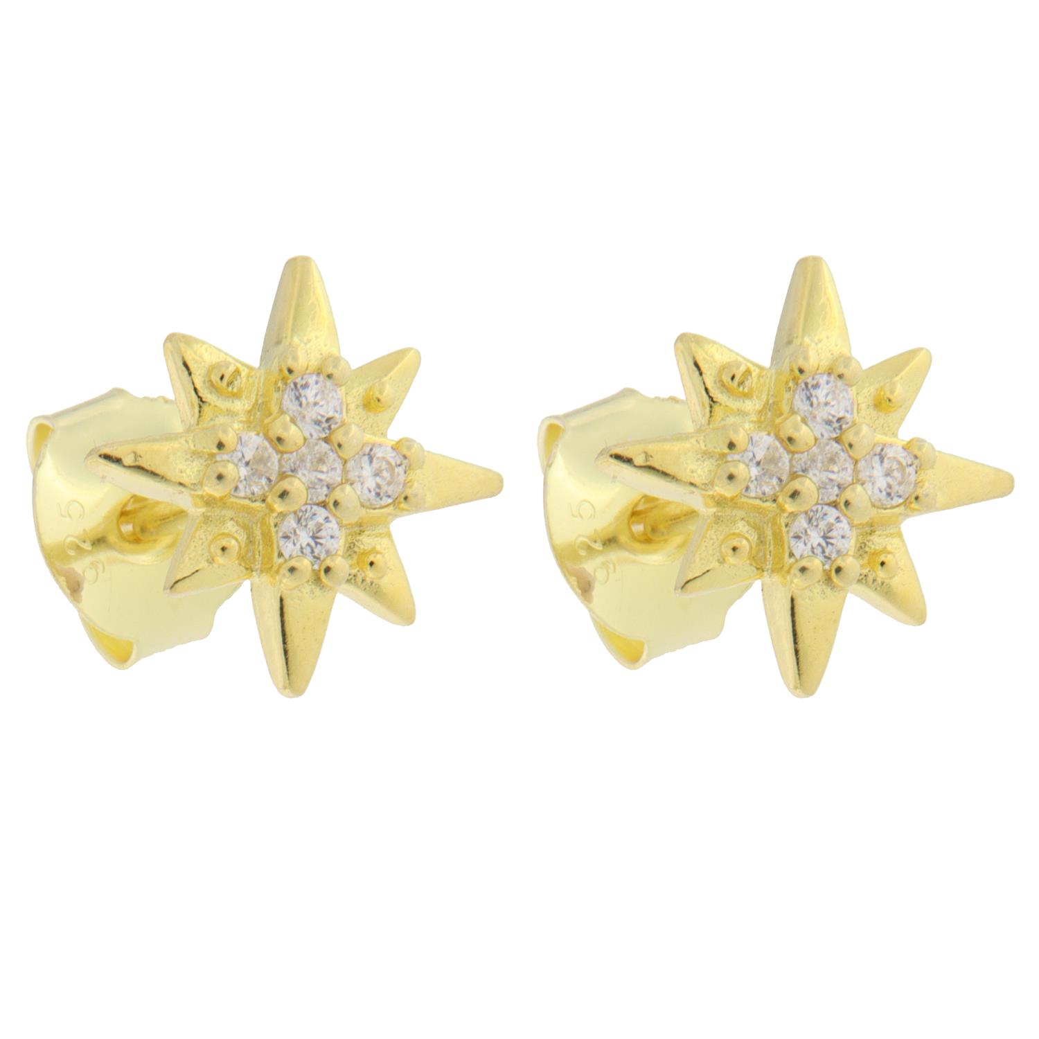 Ørepynt fg.sølv stjerne 10mm m/c.zirconer