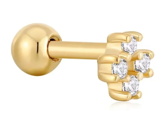 Ørepynt fg.sølv stud "blomst" av fire blanke c.zirconer