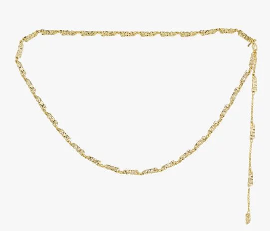 Collier / bodychain "gull" Instant bankede avlange ledd 80+23cm