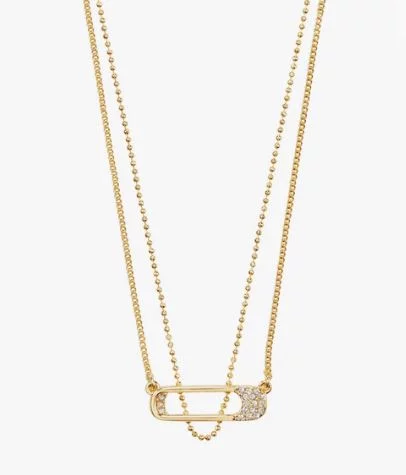 Collier "gull" Instant 2r: kulekjede / kjede m/rektangulært anheng 38+9cm