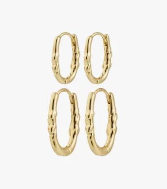 Øreringer "gull" Sense 2pk: 14/19ø ovale øreringer m/organisk form