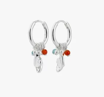 Øreringer "sølv" Sense 15ø ørering m/div. charms / hvite+fargede perler