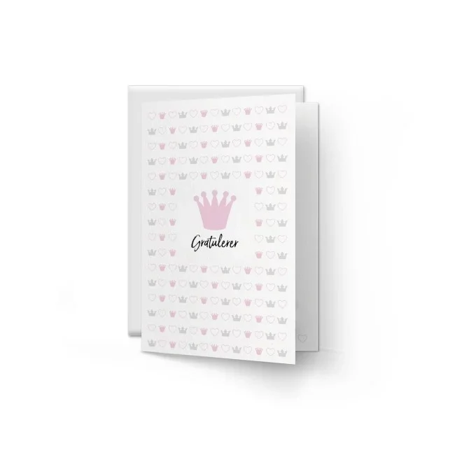 Kort "Rosa krone" m/konvolutt