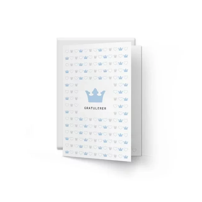Kort "Blå krone" m/konvolutt