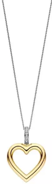 Collier bic.sølv fg. 20mm hjerte 45cm rh. kjede