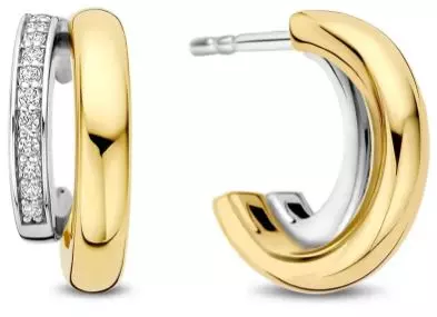 Ørering fg.sølv 14ø bicolor halvcreol, 1r fg. 1 mindre rad m/cz.