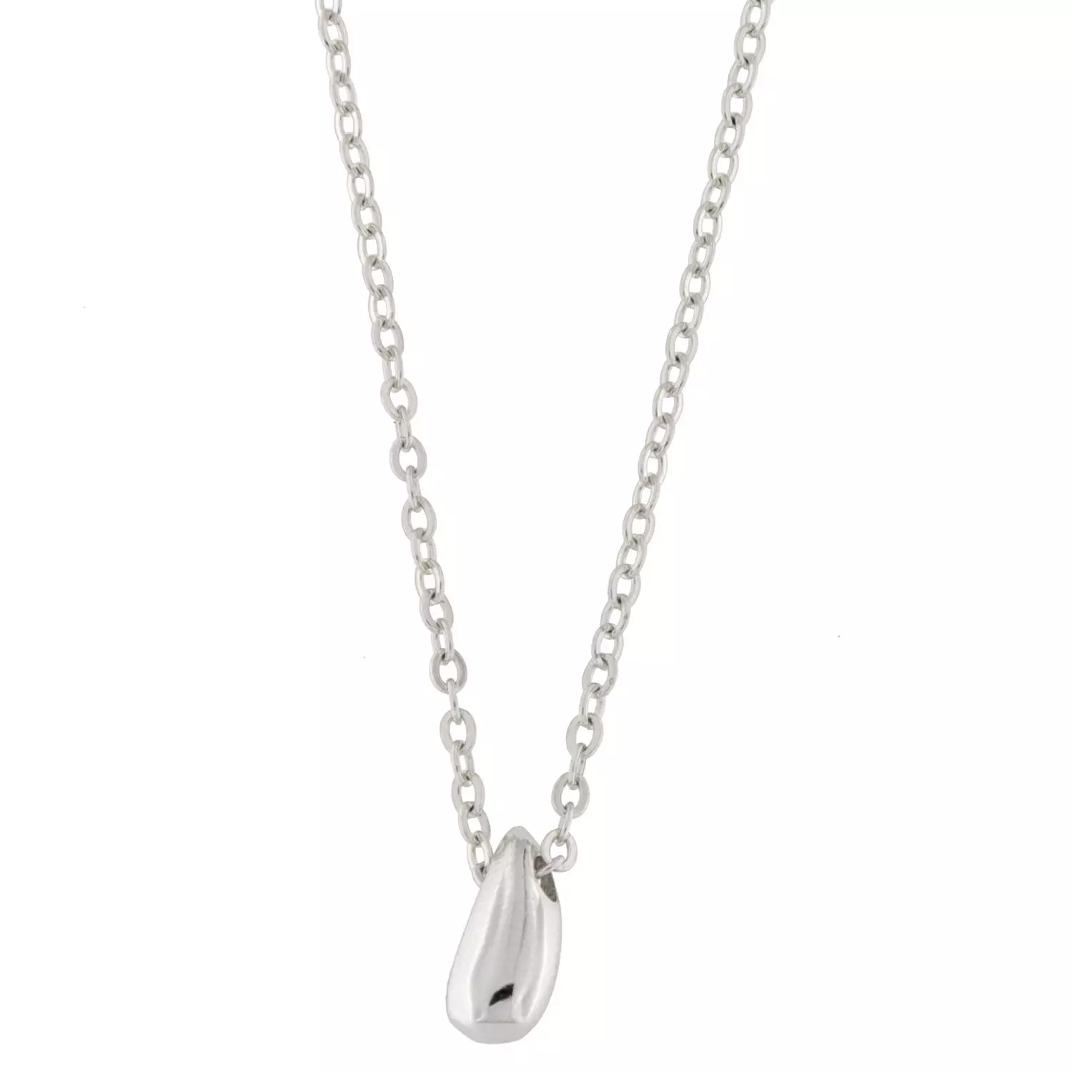 Collier rh.sølv 8mm glatt dråpeanheng 40+3cm