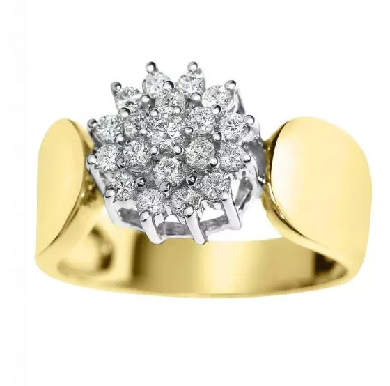 Ring gull rosett m/dia. 0,50ct TWSI bred skinne hv.g. topp (Veil. 37.190,-)