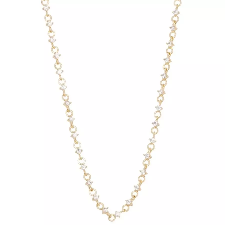 Collier "gull" Noctelle zirconer og sirkler i front 43cm