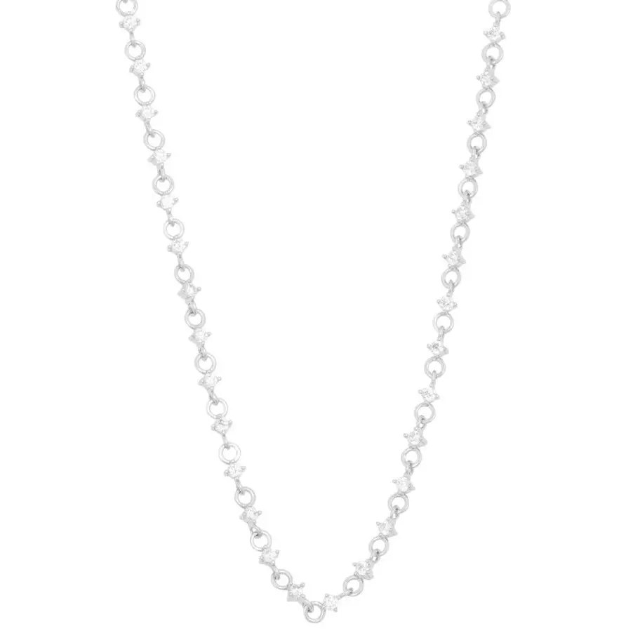 Collier "sølv" Noctelle zirconer og sirkler i front 43cm