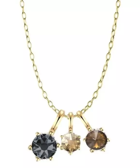 Collier "gull" Noctelle 3 zirconer: grå, brun, champagne 61cm