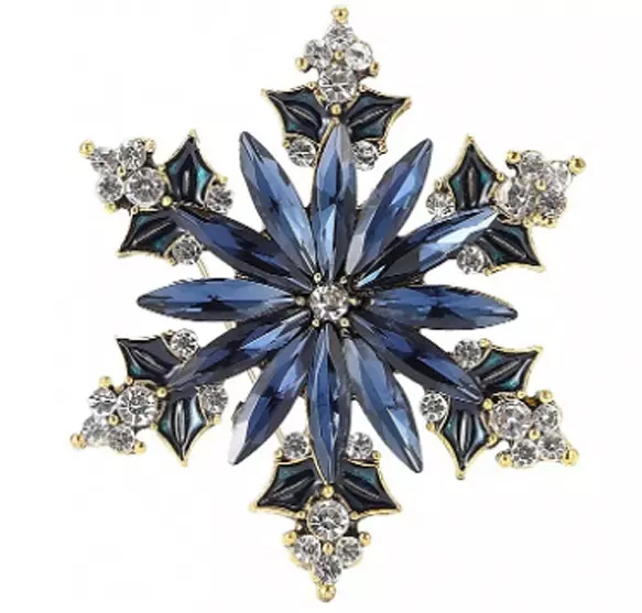 Nål julenål "gull" blå julestjerne blomst