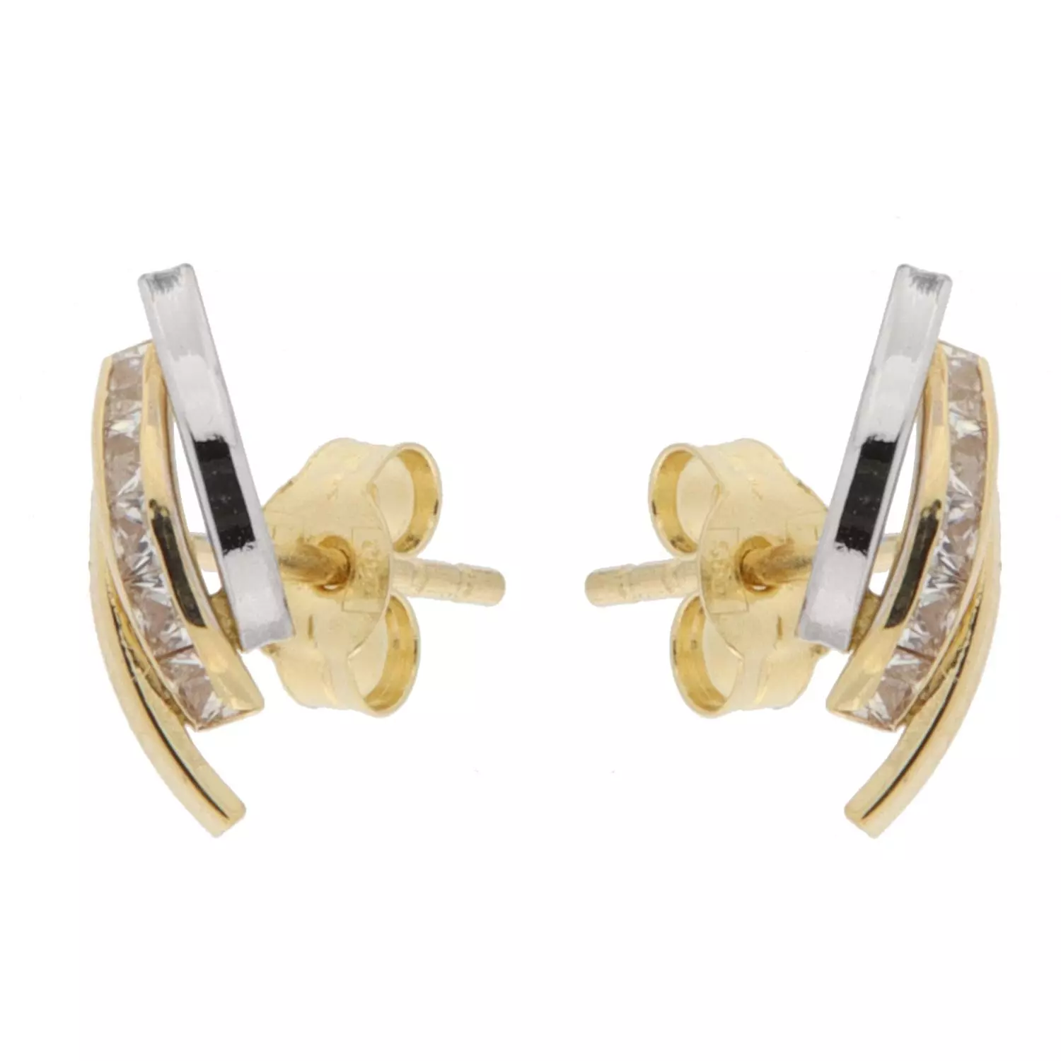 Ørepynt gull bicolor 3r smal 11x4mm