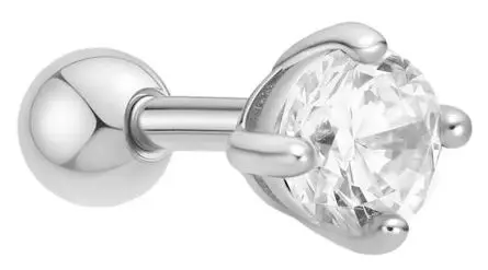 Ørepynt rh.sølv stud 4mm blank c.zircon