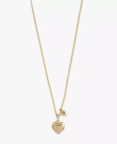 Collier "gull" Dixie 10mm + 5mm hjerte 40+9cm