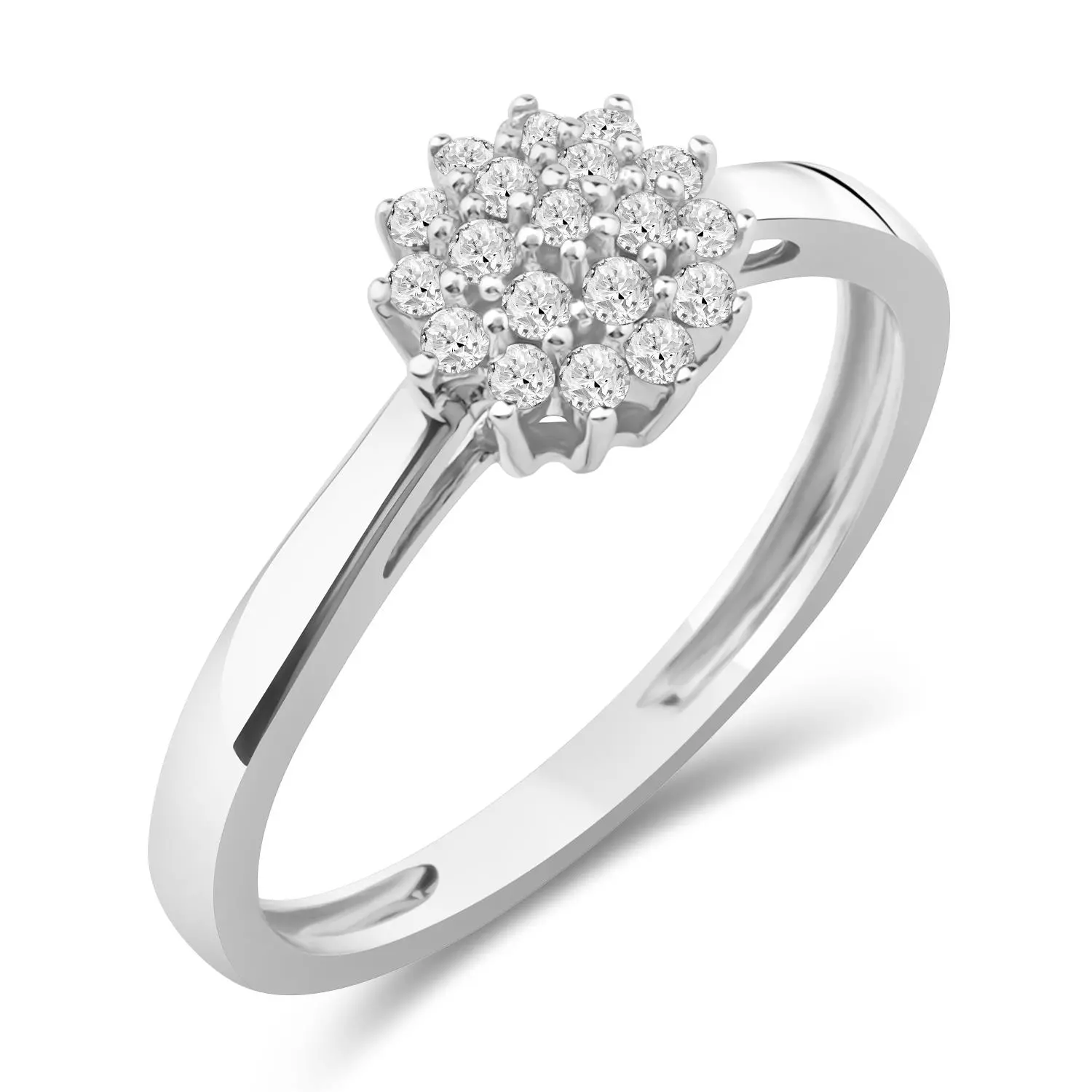 Ring hv.gull rosett m/dia. 0,22ct TWSI