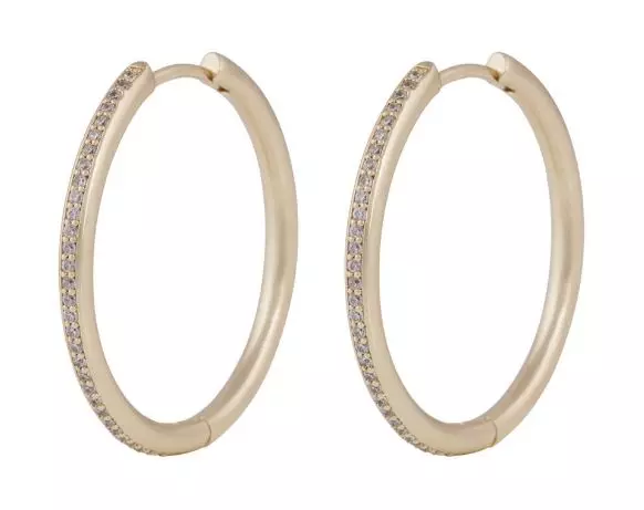 Ørering "gull" Amsterdam 30ø glatt m/blanke stener