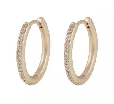 Ørering "gull" Amsterdam 20ø glatt m/blanke stener