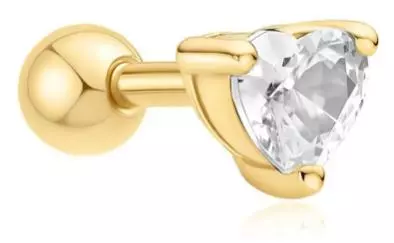 Ørepynt fg.sølv stud hjerteformet zircon