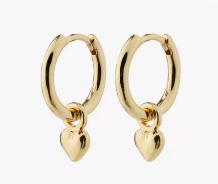 Øreringer "gull" Dixie 12ø glatt m/5mm glatt hjerte