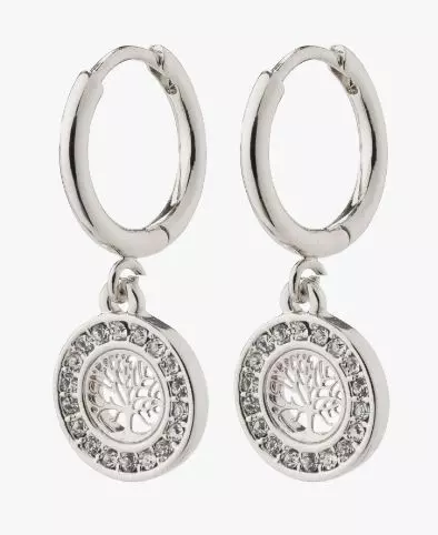 Øreringer "sølv" Veronica 12ø glatt m/Livets tre m/zirconer