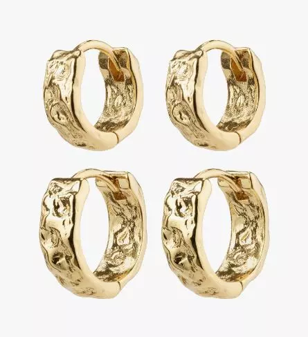 Øreringer "gull" Tabitha 2pk: 10ø + 12ø organisk mønstret