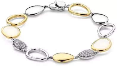 Armlenke bic.sølv dråpeformede ledd m/cz / fg/ synt. krystall