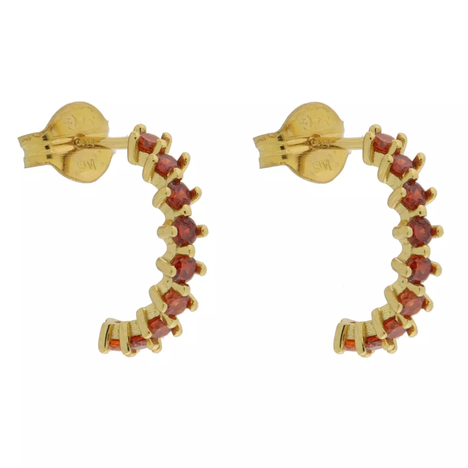 Øreringer forg.sølv 15ø m/stp. og granatrøde stener