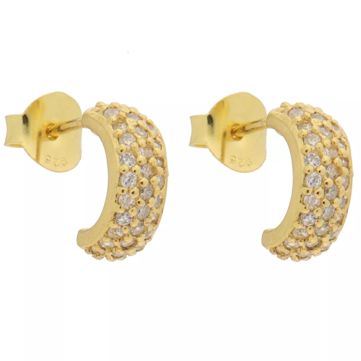 Øreringer fg.sølv chunky 10ø m/3r stener og stp.